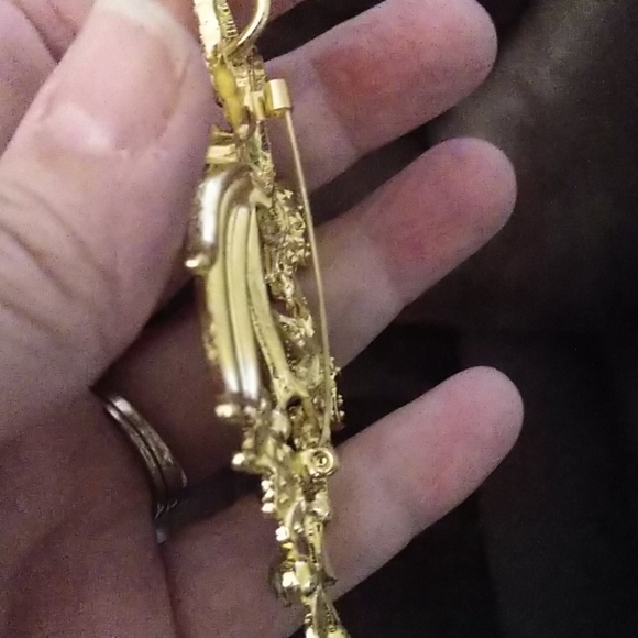 Peacock Brooch Pin and Pendant 1/4" Bale Large Colorful Rhinestones Bling - Picture 7 of 15